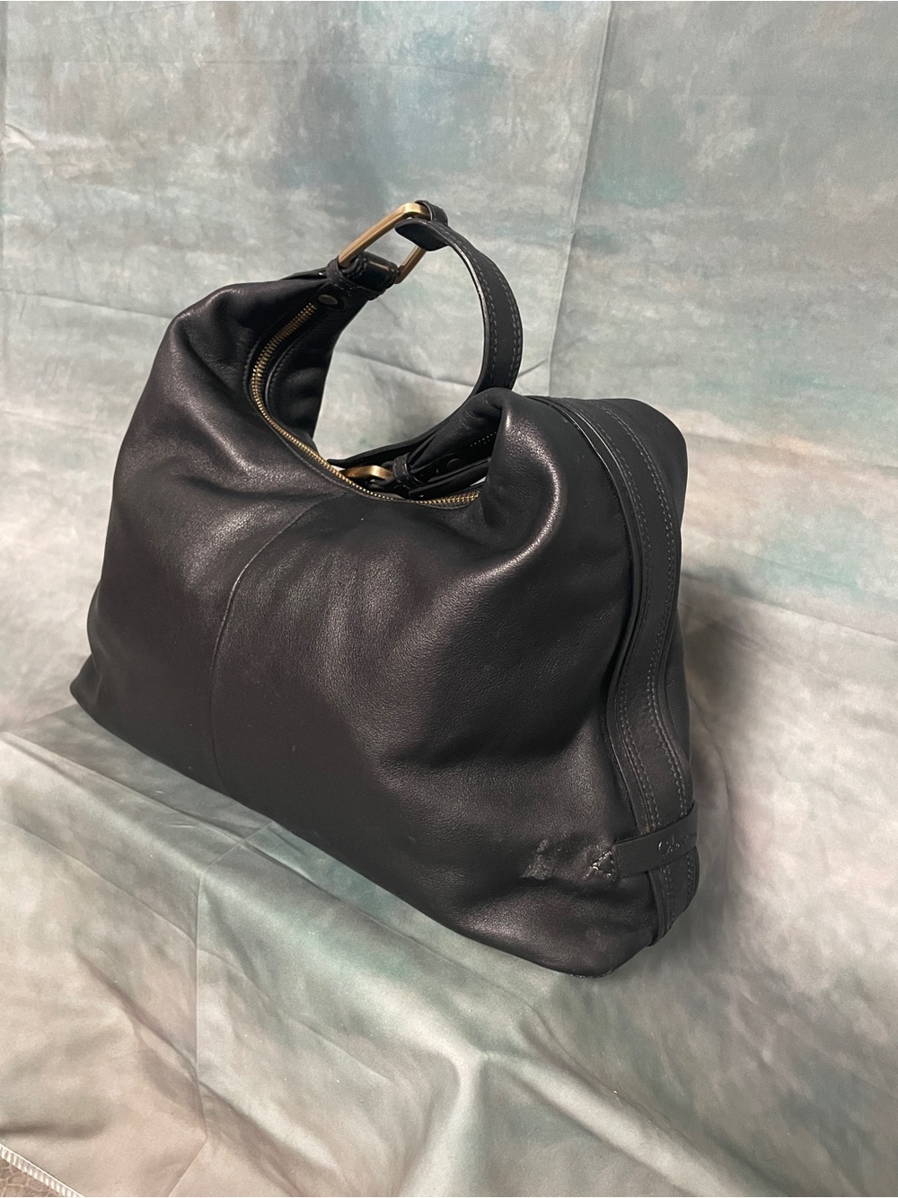 Cole Haan Black Leather Hobo Bag with Gold Hardware - Picture 11 of 12